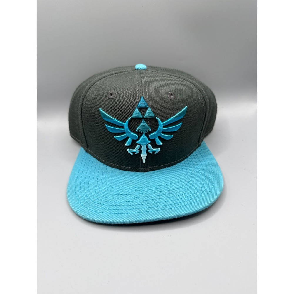 Legend of Zelda Skyward Sword Hylian Crest Triforce Snapback Hat Gray Blue Cap
